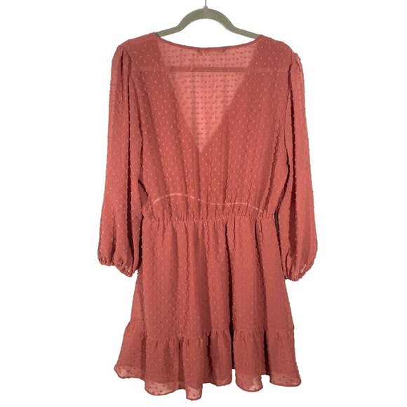 ZARA Rose Clip Dot Romper Dress women's M coquette ruffled tie flirty plunge - Picture 3 of 13